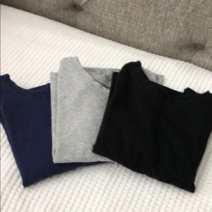 3 solid color long sleeve tshirts